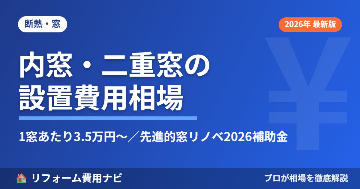 内窓・二重窓の設置費用相場2026年版のイメージ画像
